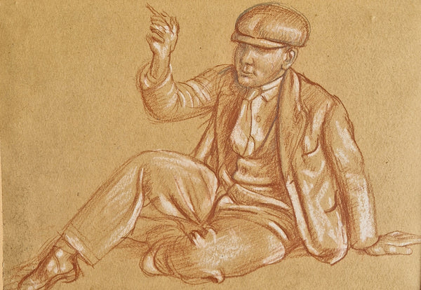 SL13 Man Seated on Ground Figure drawing by Stanley Lewis circa 1930s
