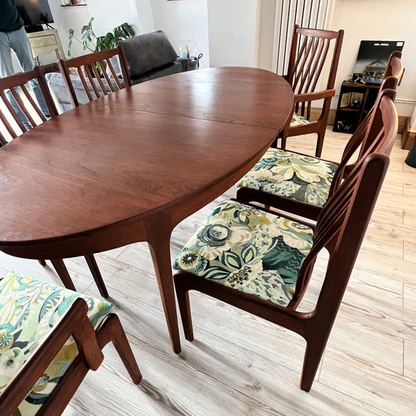 Mid Century Dining Table and Six Chairs by Lost and Found Projects