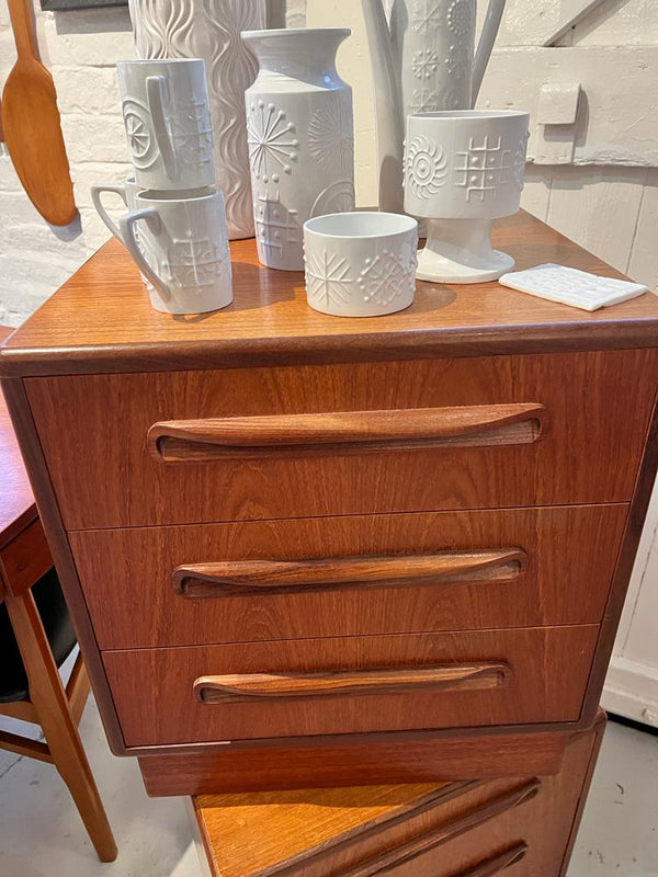 Vintage Mid Century G-Plan Bedside Drawer Set (Fresco designed by Victor Wilkins) by Lost and Found Projects