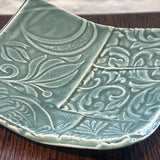 DH11 Ceramic Square Green Flock Platter / Dish 2024 by Dave Harper