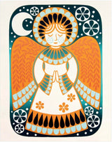 Set of 6 Angel 2024 Christmas Cards by Karoline Rerrie supporting Artists General Benevolent Institution Cards from Barewall Art Gallery