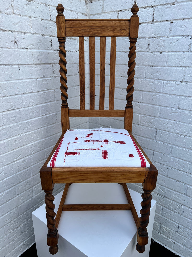French Linen Vintage Utility Dining Chair by Lost and Found Projects