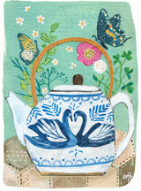 Art Greeting Cards by Rachel Grant Swan Teapot card by Rachel Grant Cards from Barewall Art Gallery