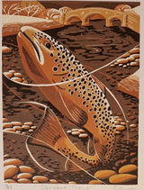 Derwent Trout Lino Print 2025 by Louise Edwards Prints from Barewall Art Gallery