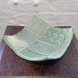 DH10 Ceramic Square Green Abstract Platter 2024 by Dave Harper Ceramics from Barewall Art Gallery