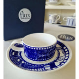 FLUX Archibex Collection by Rebecca Hogg for FLUX Stoke on Trent Espresso cup and saucer Cobalt Ceramics from Barewall Art Gallery