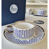 FLUX Bendot Collection by Marcus Steel for FLUX Stoke on Trent Espresso cup and saucer Platinum Ceramics from Barewall Art Gallery
