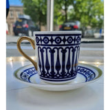 FLUX Novella Collection by Marcus Steel for FLUX Stoke on Trent Tall espresso cup and saucer Gold Ceramics from Barewall Art Gallery