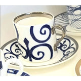 FLUX Rosette Collection by Denise Maloney for FLUX Stoke on Trent Tall espresso cup and saucer Platinum Ceramics from Barewall Art Gallery
