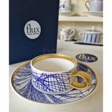 FLUX Spiro Collection by Harry Davies for FLUX Stoke on Trent Espresso cup and saucer Gold Ceramics from Barewall Art Gallery