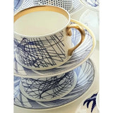 FLUX Spiro Collection by Harry Davies for FLUX Stoke on Trent Tea cup and saucer Gold Ceramics from Barewall Art Gallery