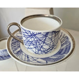 FLUX Spiro Collection by Harry Davies for FLUX Stoke on Trent Tea cup and saucer Platinum Ceramics from Barewall Art Gallery