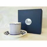 FLUX Tropical Collection by Neusa Bossa for FLUX Stoke on Trent Tall espresso cup and saucer Cobalt Ceramics from Barewall Art Gallery