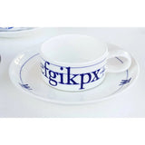 FLUX Type Matters range by Jim Williams for FLUX Stoke on Trent Espresso cup and saucer Cobalt Ceramics from Barewall Art Gallery