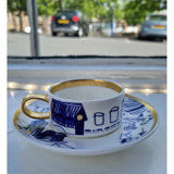 FLUX Zoo range by Rebecca Hogg for FLUX Stoke on Trent Espresso cup and saucer Gold Ceramics from Barewall Art Gallery