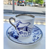 FLUX Zoo range by Rebecca Hogg for FLUX Stoke on Trent Tall espresso cup and saucer Platinum Ceramics from Barewall Art Gallery