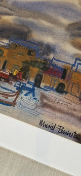 Greek Harbour c1980s by Muriel Pemberton Original Art from Barewall Art Gallery
