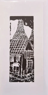 Hand printed Bee and honeycomb art greeting cards 2024 by Shauna McCann Bottle Kilns and Rooftop Greetings Card Gift from Barewall Art Gallery