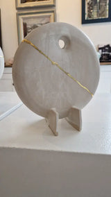 JC2 Stoneware Gold Line Disc Scuplture no6 by Jennifer Cobb Ceramics from Barewall Art Gallery