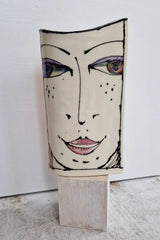JC2402 Persephone lustre hand painted face vase 2023 by Jonathan Cox Ceramics from Barewall Art Gallery