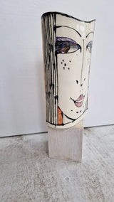 JC2402 Persephone lustre hand painted face vase 2023 by Jonathan Cox Ceramics from Barewall Art Gallery