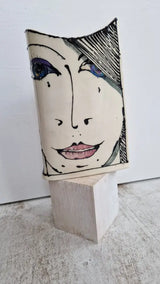 JC2403 Persephone II lustre hand painted face vase 2023 by Jonathan Cox Ceramics from Barewall Art Gallery