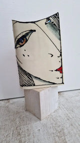 JC2404 Astrid lustre hand painted face vase 2023 by Jonathan Cox Ceramics from Barewall Art Gallery