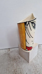 JC2405 Lydia lustre hand painted face vase 2023 by Jonathan Cox Ceramics from Barewall Art Gallery