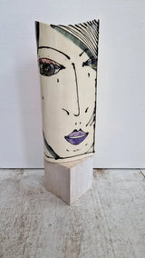 JC2406 Leonora lustre hand painted face vase 2023 by Jonathan Cox Ceramics from Barewall Art Gallery