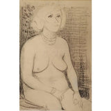 RC4 Signed Seated Nude Sketch c1954 by Raymond Coxon Original Art from Barewall Art Gallery