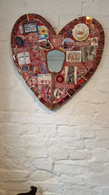 Red Heart with Cherish Life Key to Your Heart with Hand Mirror 2024 by Philip Hardaker Ceramics from Barewall Art Gallery