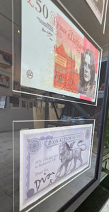 Full Set of Ozzy Osbourne Bank Notes Art - Framed with signed certificate by Dion Kitson