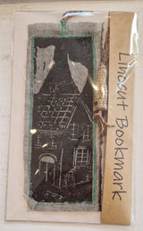 Bottle Kiln and Rooftops Linocut Bookmarks with Clay Bottle  2025 by Shauna McCann
