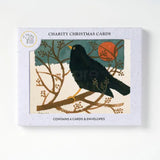 Set of 6 Blackbird in the Snow 2025 Christmas Cards by Mary Fedden RA supporting Artists General Benevolent Institution Cards from Barewall Art Gallery