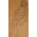 SL7 Woman and Child study drawing for Hyde Park in Summer painting by Stanley Lewis Original Art from Barewall Art Gallery