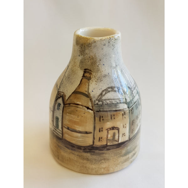 Small Longton Bottle Shaped Vase Hand Painted by Lyn James