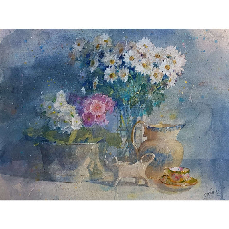 Daisies with Minton and Burleigh by Geoffrey Wynne RI