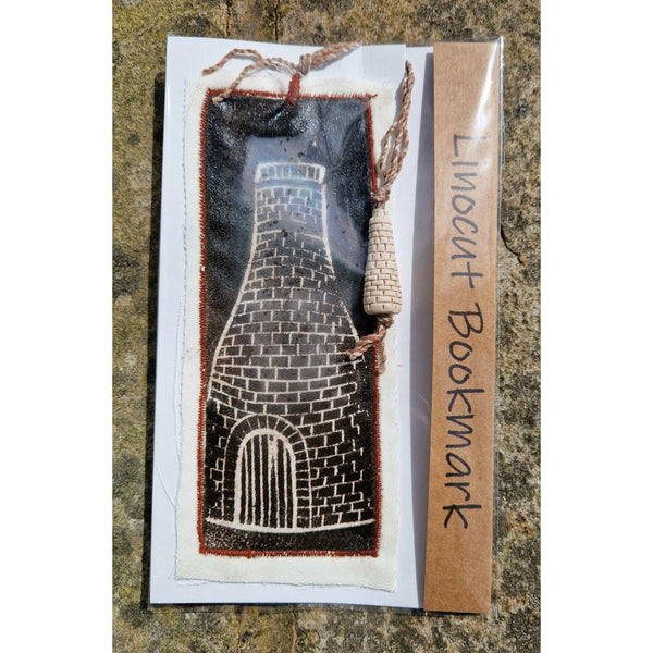 Bottle Kiln Linocut Bookmarks with Clay Bottle  2023 by Shauna McCann