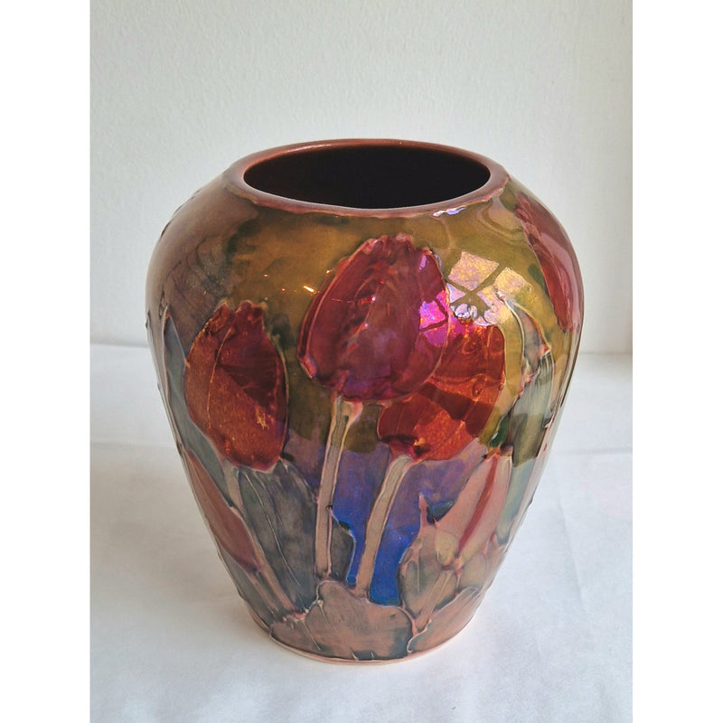 JC2121 Tulips Lustre Flambe Vase by Jonathan Cox