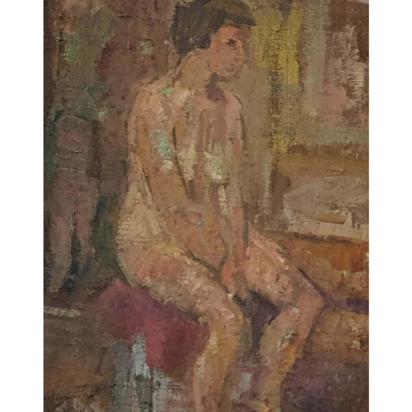 EN06Oil Nude Seated c1950s by Enos Lovatt