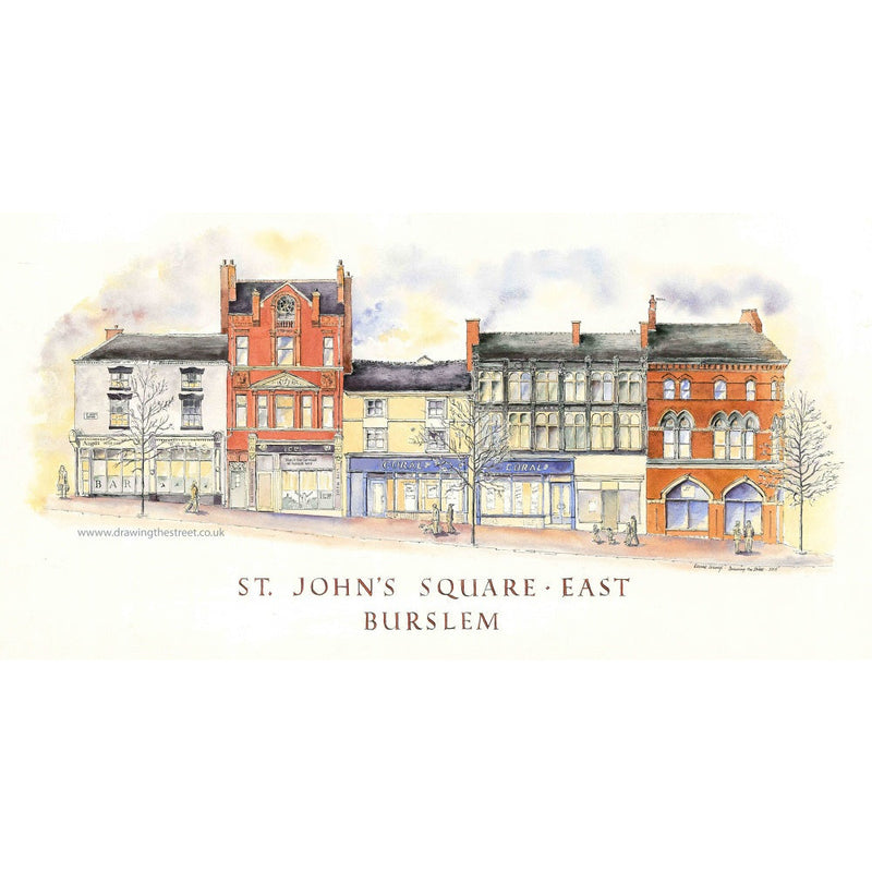 St Johns Square East, Burslem, Stoke-on-Trent by Ronnie Cruwys - Drawing the Street