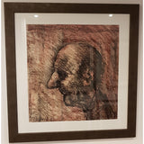 Arthur Berry Original Art Head of an Old Man 1990 Mixed Media Painting by Arthur Berry with frame
