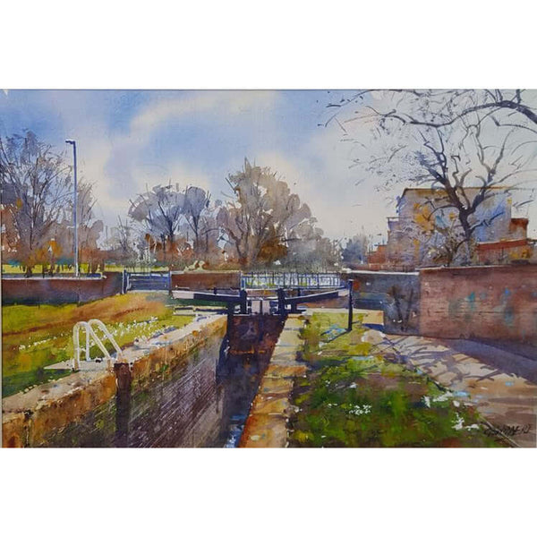 Early Spring, Trent and Mersey Canal by Geoffrey Wynne RI | Original Art by Geoffrey Wynne RI | Barewall Art Gallery