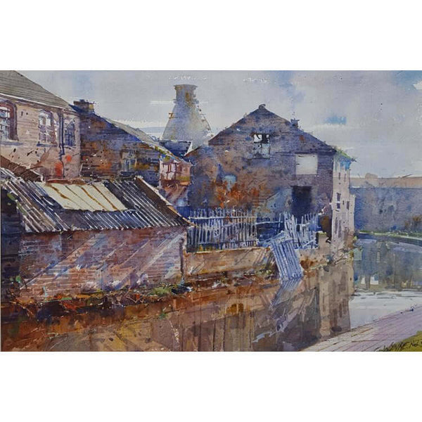 Factory Buildings, Trent and Mersey Canal by Geoffrey Wynne RI | Original Art by Geoffrey Wynne RI | Barewall Art Gallery