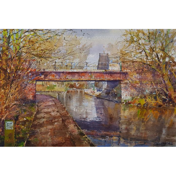 Geoffrey Wynne RI Original Art Low light approaching bridge, Trent and Mersey Canal by Geoffrey Wynne RI