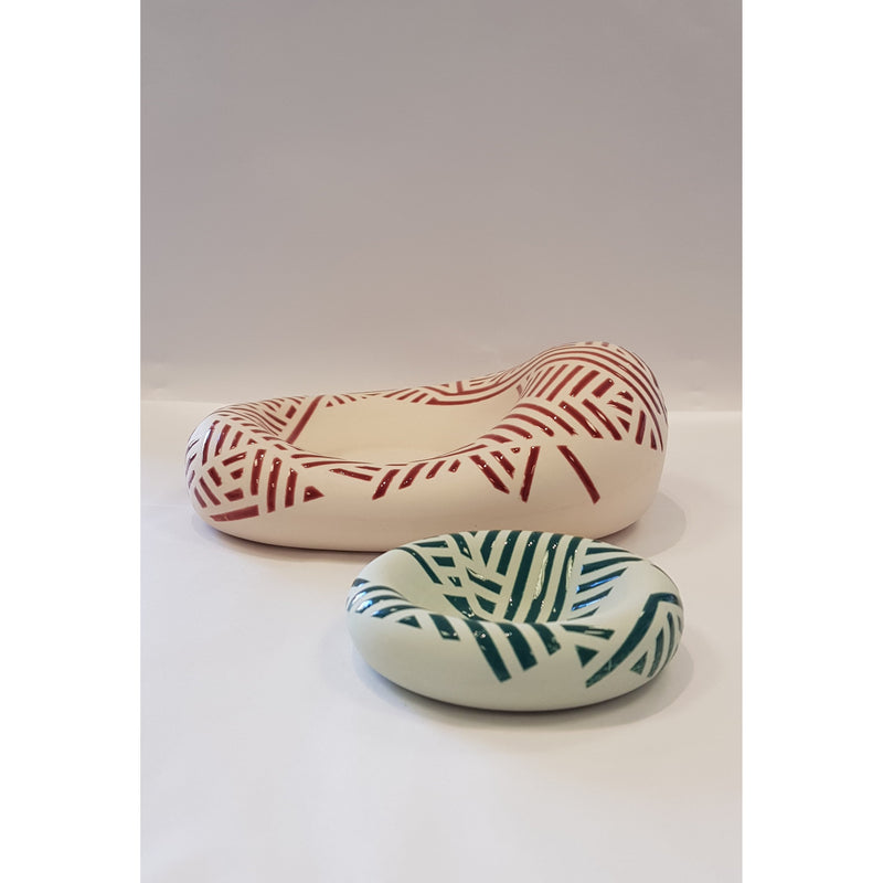Jessie Roberts Ceramics Crimson Blob with Green Dish 2019 by Jessie Roberts