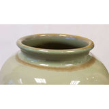 Large hand thrown vase decorated in light green glaze by Anne Potts for Bullers Ceramics from Barewall Art Gallery