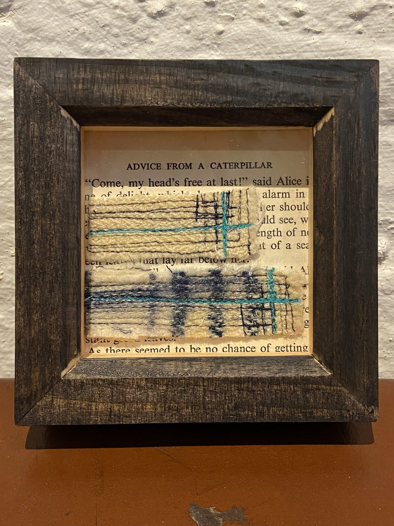Alice In Wonderland inspired textile art. Advice from a Catepillar. By Lost and Found Projects