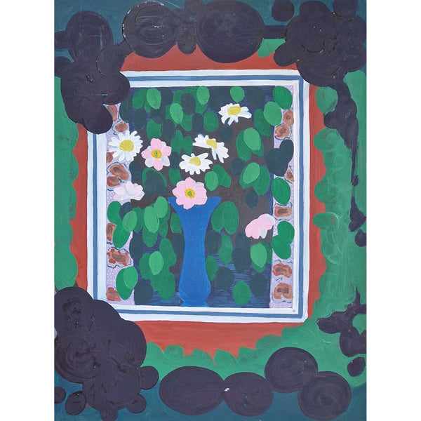 EN055 Vase of Flowers in Window 1989 acrylic by Enos Lovatt