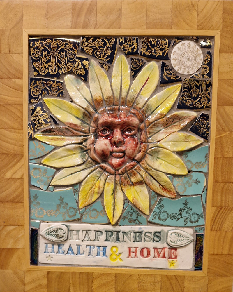 Sunflower Woman Happiness Health and Home Mosaic 2023 av Philip Hardaker